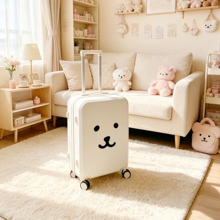 White cartoon cute suitcase